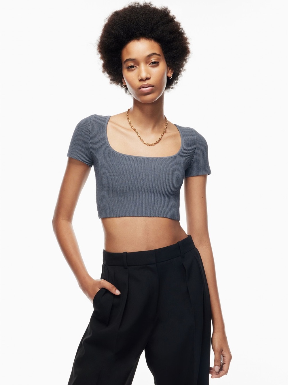 Aritzia Babaton Sculptknit Squareneck Crop size small